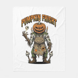 Pumpkin Horror Shirt Vintage Eyeball Halloween Art Fleece Blanket