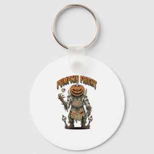 Pumpkin Horror Shirt Vintage Eyeball Halloween Art Key Ring