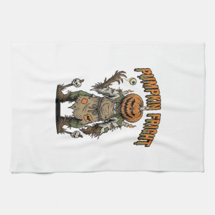 Pumpkin Horror Shirt Vintage Eyeball Halloween Art Tea Towel