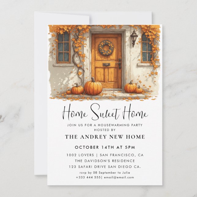 Pumpkin Housewarming Party Home Sweet Home Invitation (Front)