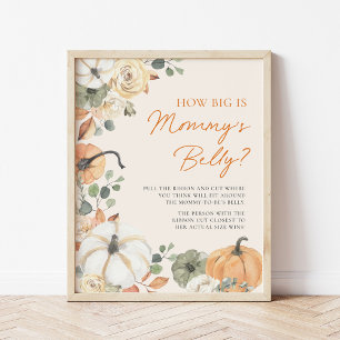 Pumpkin How Big Is Mummy's Belly Shower Game Sign