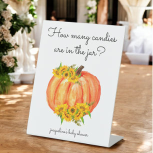 Pumpkin How Many Candies in the jar  Pedestal Sign