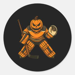 Pumpkin Ice Hockey Goalie Halloween Costume Men Gi Classic Round Sticker