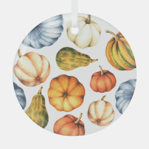 Pumpkin Illustration: Seamless Watercolor Pattern Glass Tree Decoration