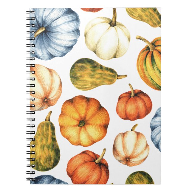 Pumpkin Illustration: Seamless Watercolor Pattern Notebook (Front)