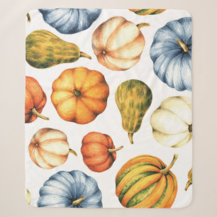 Pumpkin Illustration: Seamless Watercolor Pattern Sherpa Blanket