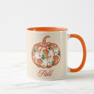 Pumpkin in a Chrysanthemum Pattern Mug