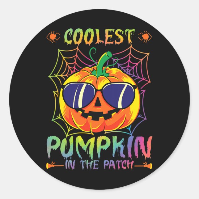 Pumpkin In The Patch Tie Dye Halloween Pumpkin Fal Classic Round Sticker (Front)