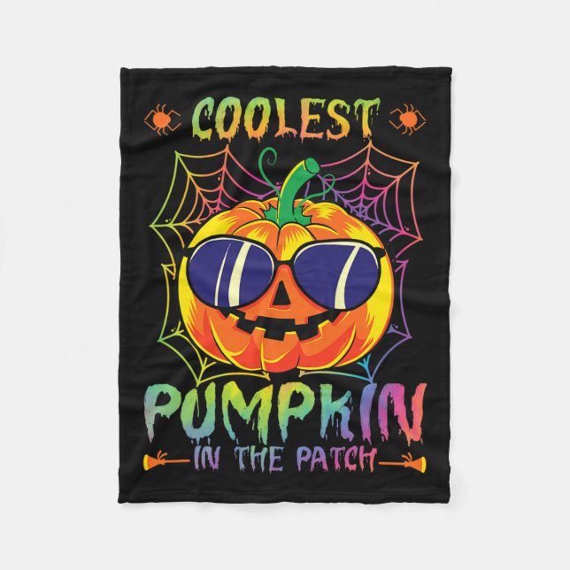 Pumpkin In The Patch Tie Dye Halloween Pumpkin Fal Fleece Blanket (Front)