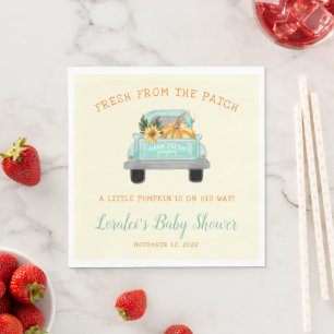 Pumpkin In Vintage Truck Fall Baby Shower Napkin
