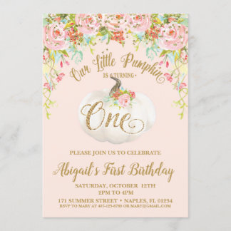 Pumpkin Invitation, Pumpkin First Birthday Invitation