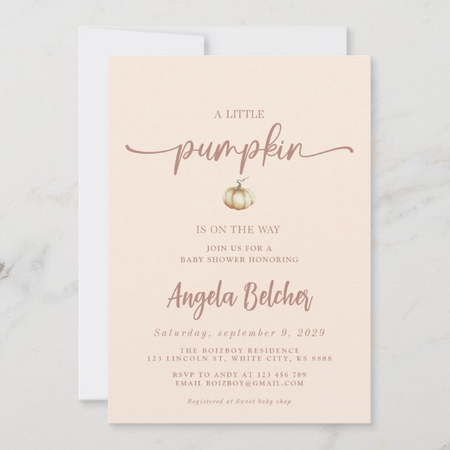 Pumpkin Invite - A Little Pumpkin Baby Shower (Front)