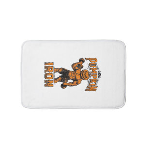 Pumpkin Iron Vintage Bodybuilder Halloween Design_ Bath Mat