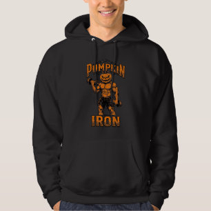 Pumpkin Iron Vintage Bodybuilder Halloween Design_ Hoodie