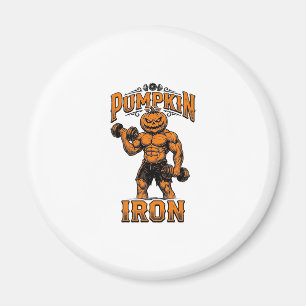 Pumpkin Iron Vintage Bodybuilder Halloween Design_ Magnet