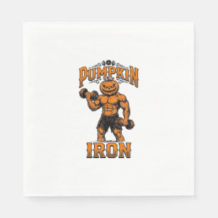 Pumpkin Iron Vintage Bodybuilder Halloween Design_ Napkin