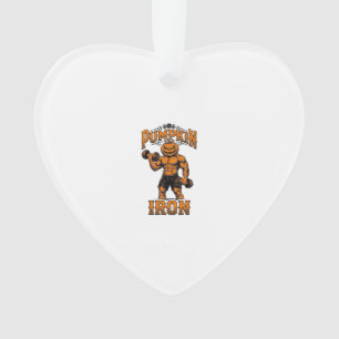 Pumpkin Iron Vintage Bodybuilder Halloween Design_ Ornament