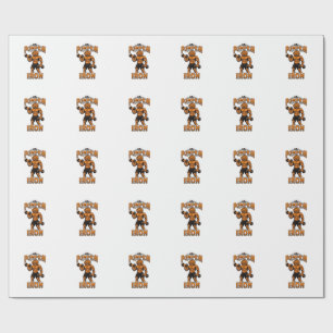 Pumpkin Iron Vintage Bodybuilder Halloween Design_ Wrapping Paper