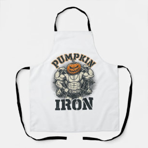 Pumpkin Iron Vintage Bodybuilding Halloween Design Apron