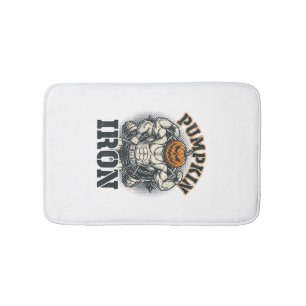 Pumpkin Iron Vintage Bodybuilding Halloween Design Bath Mat