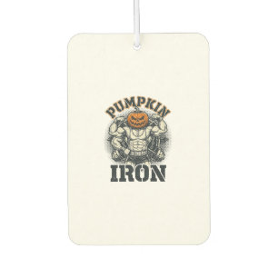 Pumpkin Iron Vintage Bodybuilding Halloween Design Car Air Freshener