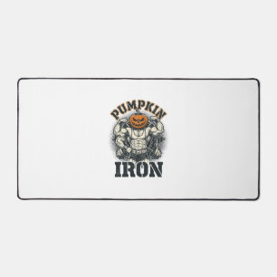 Pumpkin Iron Vintage Bodybuilding Halloween Design Desk Mat