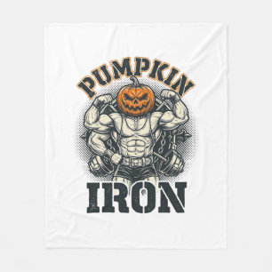 Pumpkin Iron Vintage Bodybuilding Halloween Design Fleece Blanket