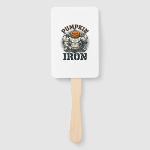 Pumpkin Iron Vintage Bodybuilding Halloween Design Hand Fan