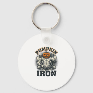 Pumpkin Iron Vintage Bodybuilding Halloween Design Key Ring