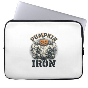 Pumpkin Iron Vintage Bodybuilding Halloween Design Laptop Sleeve