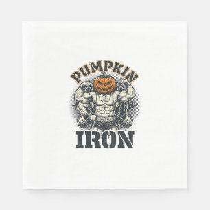 Pumpkin Iron Vintage Bodybuilding Halloween Design Napkin