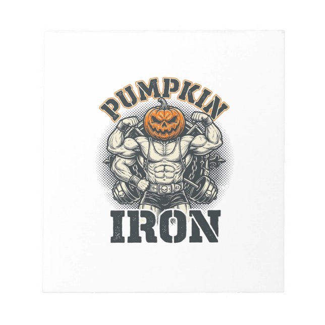 Pumpkin Iron Vintage Bodybuilding Halloween Design Notepad (Front)