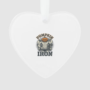 Pumpkin Iron Vintage Bodybuilding Halloween Design Ornament
