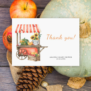 Pumpkin is on the way Baby Shower Thank you Card