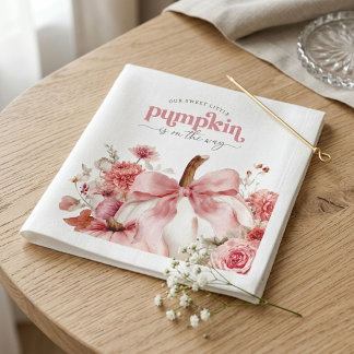 Pumpkin Is On The Way Pink Pumpkin Baby Shower Napkin