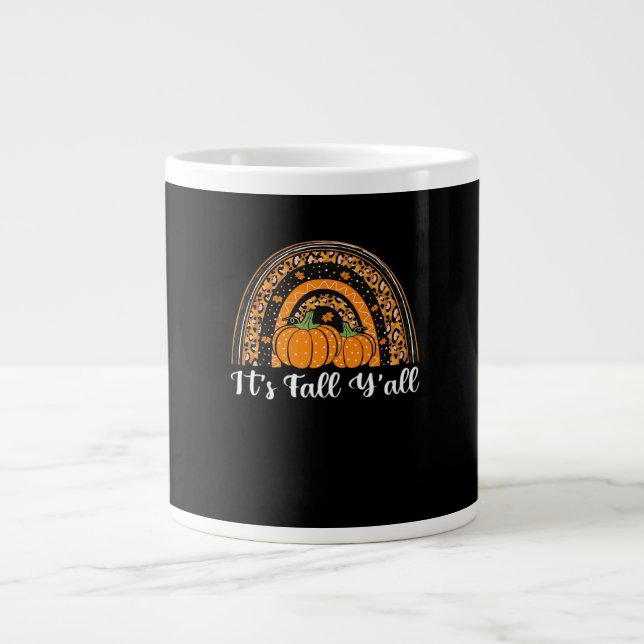 Pumpkin It’s Fall Y’all Happy Fall Thanksgiving Large Coffee Mug (Front)