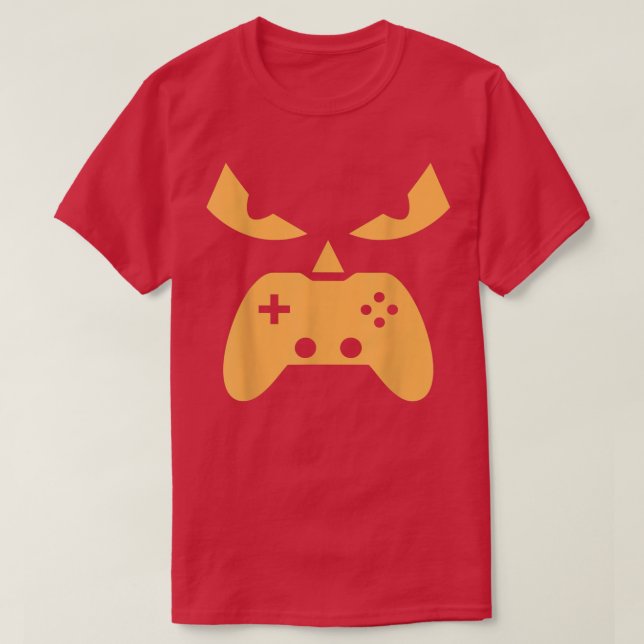 Pumpkin Jack O Lantern Face Game Controller Gaming T-Shirt (Design Front)