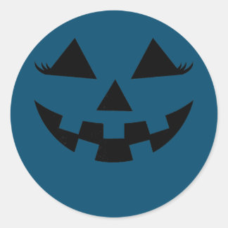 Pumpkin Jack O Lantern Face With Girl Eyelashes Classic Round Sticker