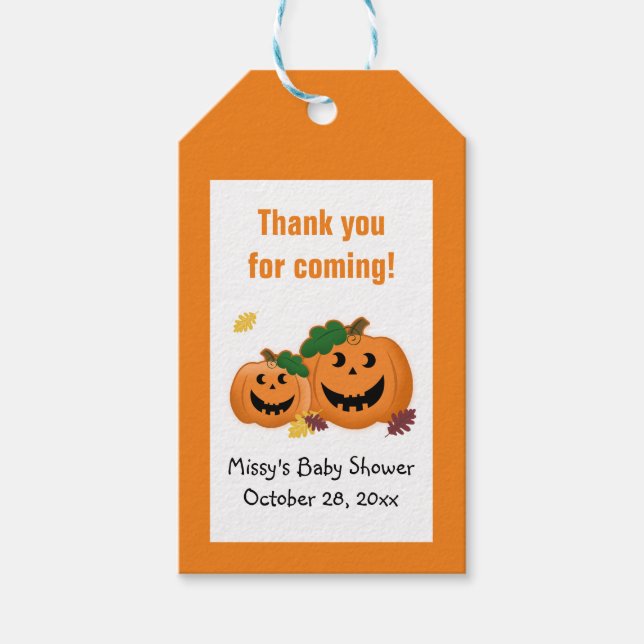Pumpkin Jack O Lantern Gift Tags (Front)