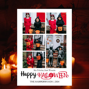 pumpkin jack-o-lantern Halloween Family 5 Photo Holiday Card