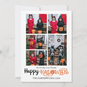 pumpkin jack-o-lantern Halloween Family 5 Photo Holiday Card
