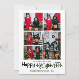 pumpkin jack-o-lantern Halloween Family 5 Photo Holiday Card