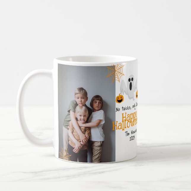 pumpkin jack-o-lantern Happy Halloween Photo Coffee Mug (Left)