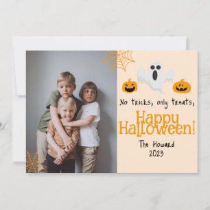 pumpkin jack-o-lantern Happy Halloween Photo Holiday Card