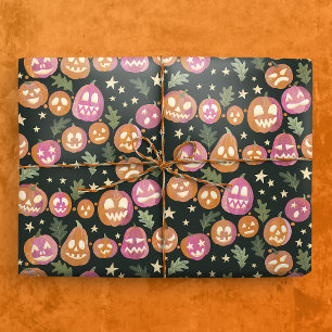 Pumpkin Jack-o'-lantern Parade Pattern Wrapping Paper