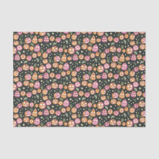 Pumpkin Jack-o'-lantern Parade Tissue Paper (Front)