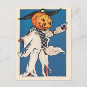 Pumpkin Jack O Lantern Scarecrow Crow Postcard