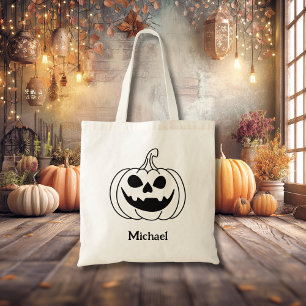 Pumpkin Jack O Lantern With Name Tote Bag