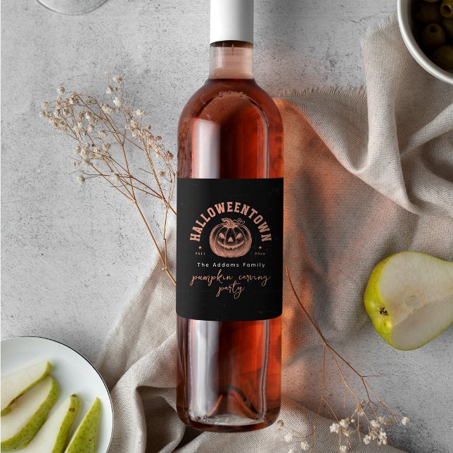 Pumpkin Jack OLantern Orange Halloween Party Wine Label (Creator Uploaded)