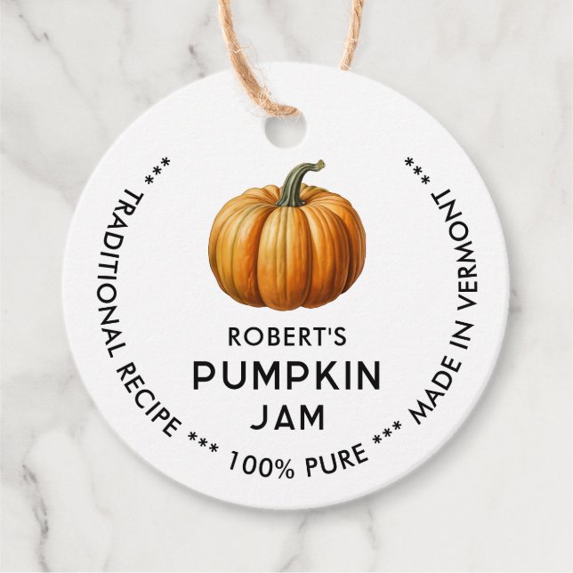 Pumpkin jam label with vintage pumpkin (Front)